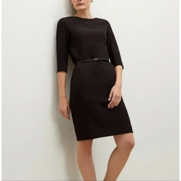 MM Lafleur Etsuko Dress Size 0 Black WonderTex Stretch Pockets 3/4 Sleeve Career - Picture 9 of 9